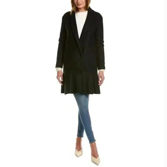 NEW All Saints Grace Black Wool Ruffle Peplum Hem Winter Feminine Coat Medium - Picture 1 of 16